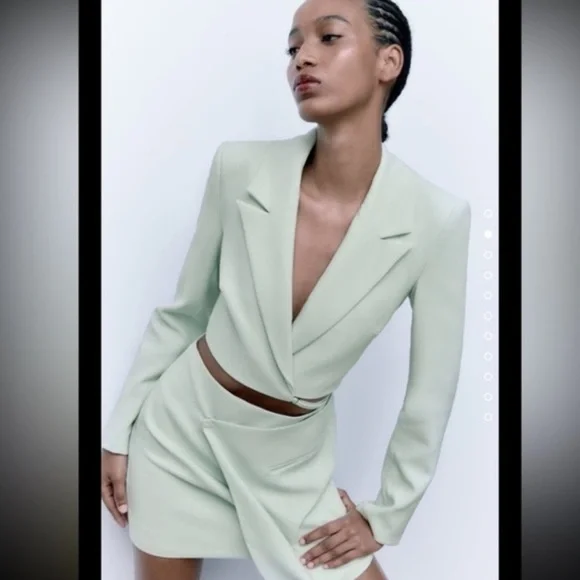 Zara NWT cut out blazer dress pastel green 3067/204 - Picture 7 of 9
